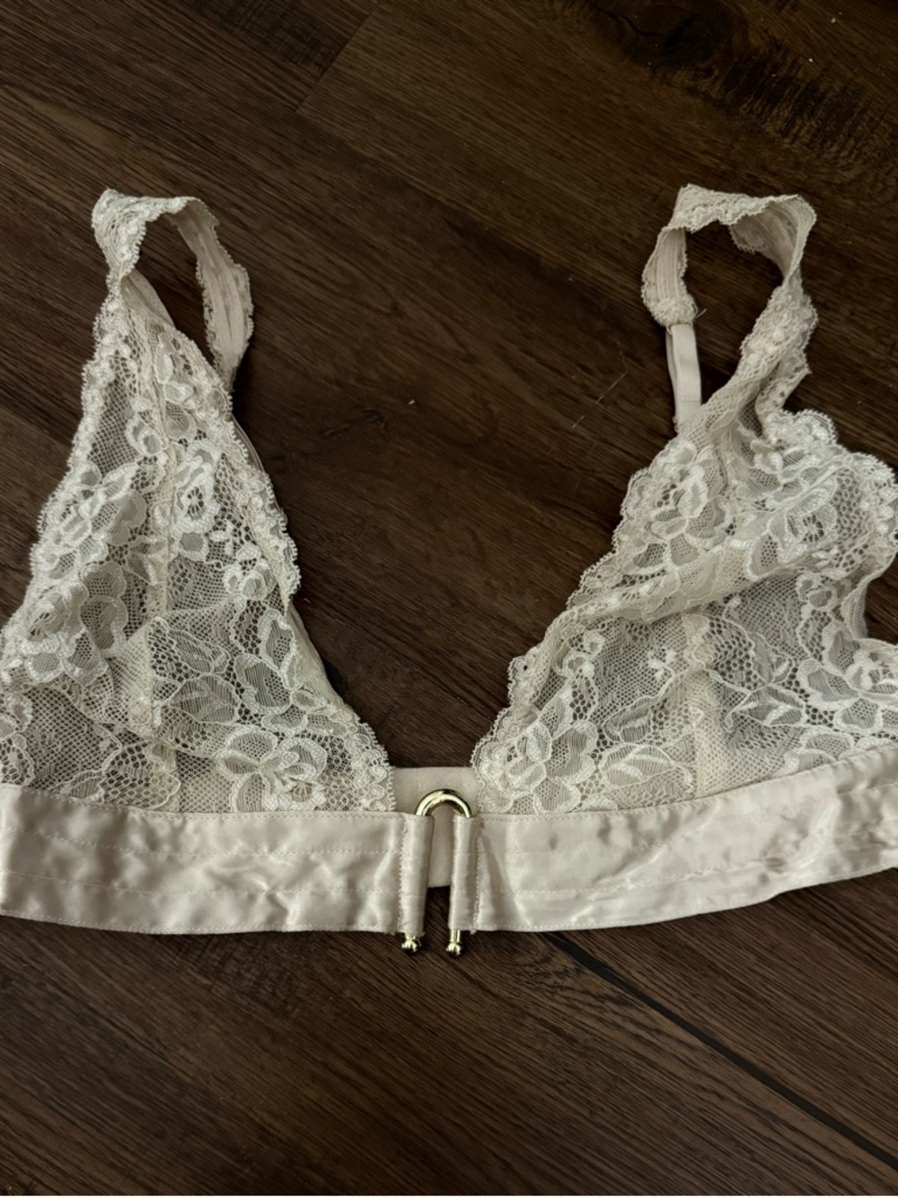 H&M Lace Bralette in Ivory White with Gold Accent